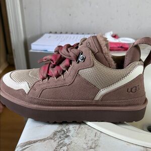 UGG Mauve Brown Lace-Up Athletic Sneaker with Cream Accent